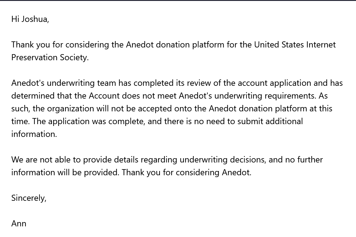 U.S. Internet Preservation Society tweet media