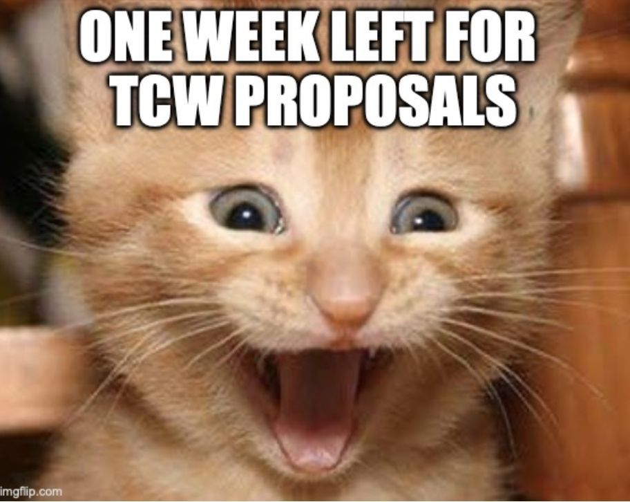 One week until the deadline for proposals for TCW 2025!  We know you have amazing ideas to share.  To see the full CFP, check it out at buff.ly/ZpCWZH1