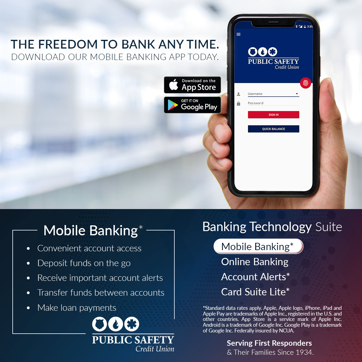 Our Mobile Banking app offers you the freedom to bank any time. Download it today from the Apple Store or Google Play! For more information, visit: hubs.li/Q03cnw_C0