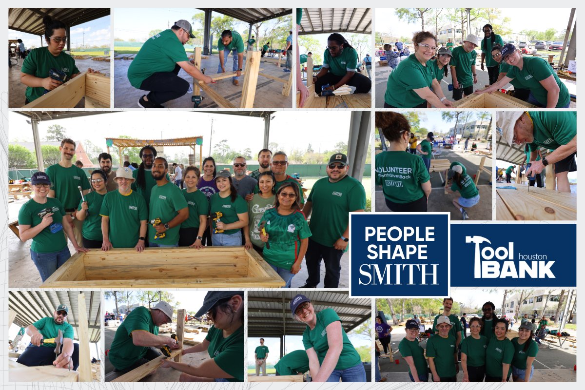 smithweb's tweet image. Smith employees built five raised garden beds at the #ToolsForChange event hosted by @HouToolBank. The beds will be donated to schools, parks, and other community areas in and around #Houston. #PeopleShapeSmith #SmithFamily #CSR