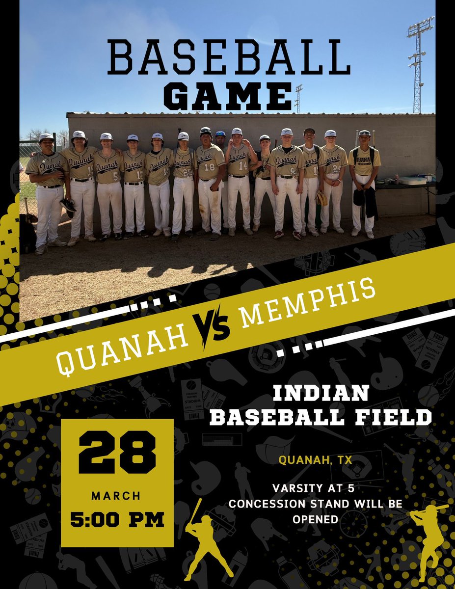 Indian Baseball home game vs. Memphis - Today March 28th at 5 PM. Concession stand will be available.