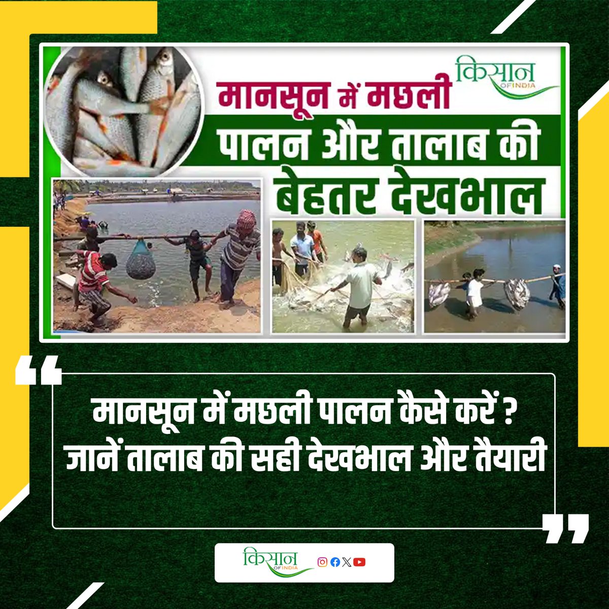 KisanofIndia's tweet image. मानसून में मछली पालन को सफलता दिलाएगा सही तालाब प्रबंधन
kisanofindia.com/animal-husband…

#Kisanofindia #MonsoonFishFarming #PondManagement #AquacultureSuccess #FishFarmingTips #MonsoonAquaculture #ProfitableFishFarming #SustainableFisheries #FishPondCare #AquacultureBusiness
