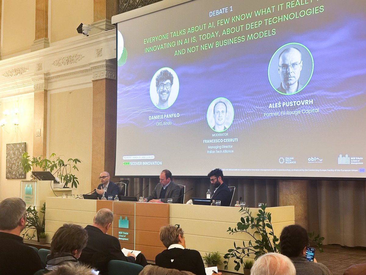 MIBSchoolManagement (@mibschool) on Twitter photo What happens when #AI, #spacetech & #quantum meet bold opinions & real debate? We found out at #DeepscoverInnovation by #MIBTrieste, <a href="/Itatechall/">Italian Tech Alliance</a> , and #Obloo
💡 One clear takeaway: #DeepTech isn’t hype. It’s vision, research & impact.
#BusinessInnovation #ExecutiveEducation What happens when #AI, #spacetech & #quantum meet bold opinions & real debate? We found out at #DeepscoverInnovation by #MIBTrieste, <a href="/Itatechall/">Italian Tech Alliance</a> , and #Obloo
💡 One clear takeaway: #DeepTech isn’t hype. It’s vision, research & impact.
#BusinessInnovation #ExecutiveEducation