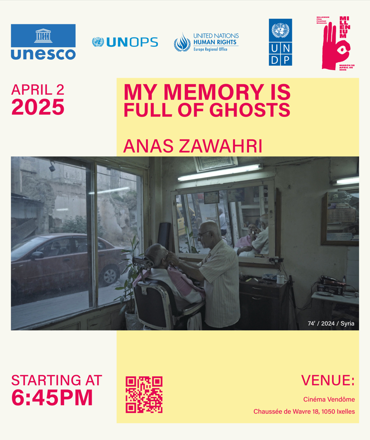 UNOPS_Brussels's tweet image. Join us at the screening of My Memory Is Full of Ghosts @MilleniumFest – a poignant journey through time in Homs, #Syria, exploring the echoes of war and human resilience.
📅 April 2, 18:45
📍 Cinema Vendôme
Incl. panel with the movie team &amp;amp; experts.
➡️ tinyurl.com/y4353ayj