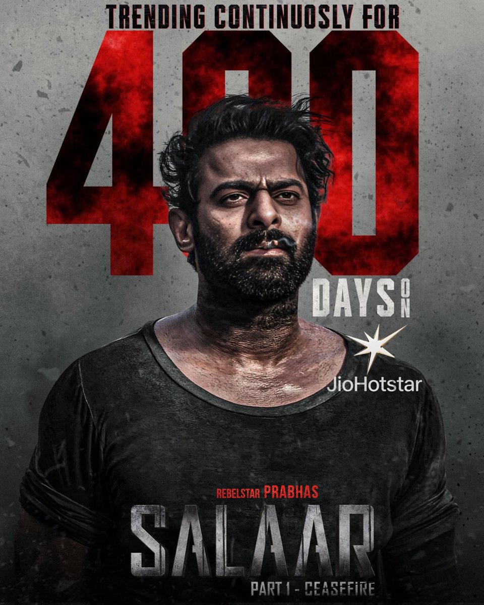 Prabhas Fans USA🇺🇸 (@vinaydhfprabhas) on Twitter photo 400 days and counting…..
First indian film to continuously trend for 400 days in <a href="/JioHotstar/">JioHotstar</a> 🔥🔥🔥
#Prabhas #Salaar 400 days and counting…..
First indian film to continuously trend for 400 days in <a href="/JioHotstar/">JioHotstar</a> 🔥🔥🔥
#Prabhas #Salaar