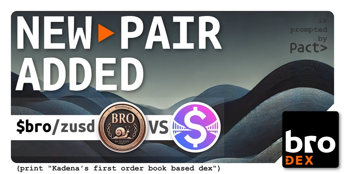 The Brothers DAO (@thebrothersdao) on Twitter photo 🚨BREAKING NEWS - STABLE COIN ADDED:
New pair $BRO / $zusd ($ stable coin) provided by beloved <a href="/RunOnFlux/">Flux I Decentralized Cloud</a> has been added
Don't forget to refresh your browser: dex.bro.pink
$BRO #theBrothersDao $kda <a href="/kadena_io/">Kadena</a> $flux $zusd <a href="/dak_flux/">Daniel Keller</a> #kadena $btc $heron $kishk $azuki 🚨BREAKING NEWS - STABLE COIN ADDED:
New pair $BRO / $zusd ($ stable coin) provided by beloved <a href="/RunOnFlux/">Flux I Decentralized Cloud</a> has been added
Don't forget to refresh your browser: dex.bro.pink
$BRO #theBrothersDao $kda <a href="/kadena_io/">Kadena</a> $flux $zusd <a href="/dak_flux/">Daniel Keller</a> #kadena $btc $heron $kishk $azuki