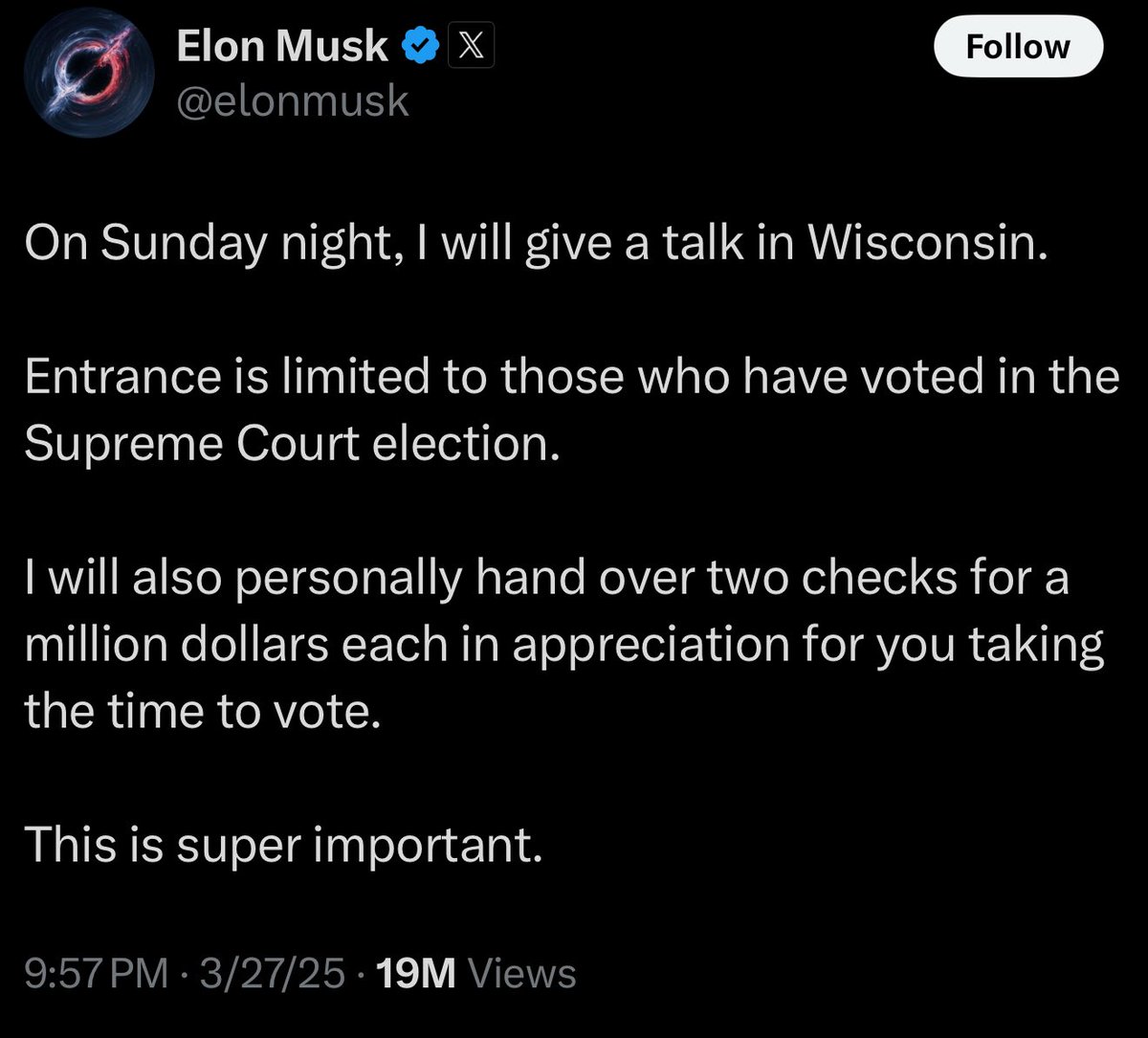 No matter what side of the aisle you are on, you should be appalled that a billionaire thinks he has the right to buy elections like this.