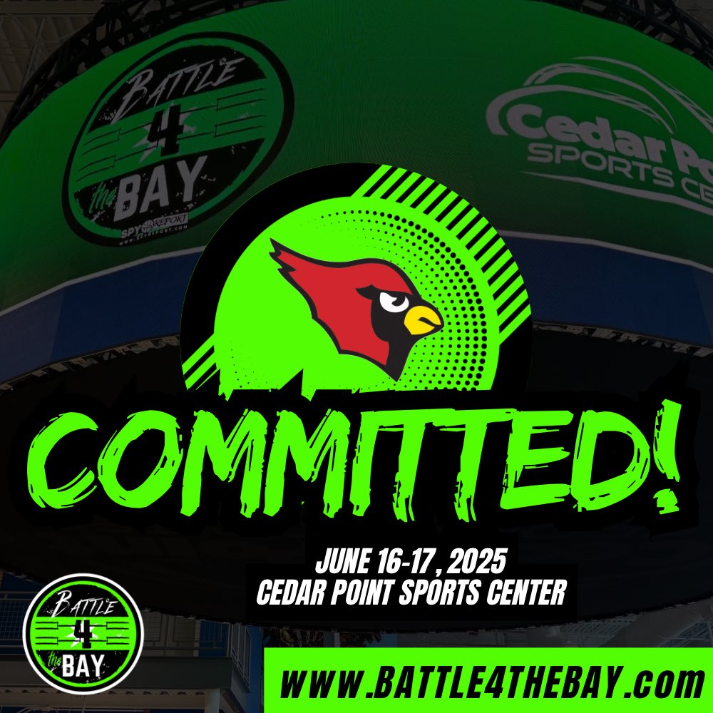 BATTLE 4 THE BAY (@battle4thebay) on Twitter photo We welcome the Mentor Cardinals (<a href="/mentorbball/">Mentor Basketball</a>) to 2025 Battle 4 the Bay on June 16-17, 2025!
<a href="/SpyReportOH/">Spy Report 🔦🏀</a> <a href="/CPSportsCenter/">Cedar Point Sports Center</a> We welcome the Mentor Cardinals (<a href="/mentorbball/">Mentor Basketball</a>) to 2025 Battle 4 the Bay on June 16-17, 2025!
<a href="/SpyReportOH/">Spy Report 🔦🏀</a> <a href="/CPSportsCenter/">Cedar Point Sports Center</a>