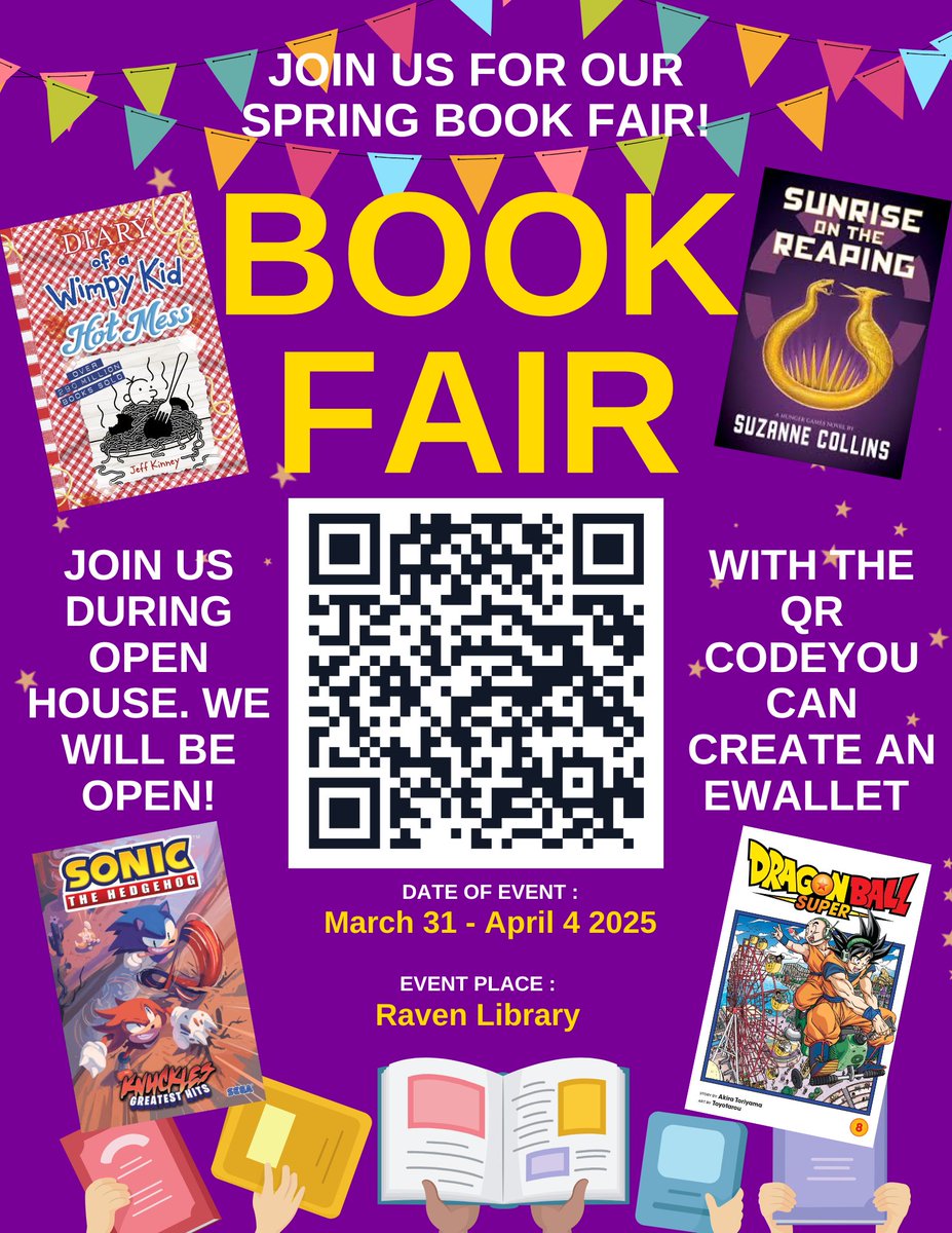 Maria Nunez Perla (@mnunezperl_elms) on Twitter photo Get ready for the <a href="/Eastlake_Middle/">Gabriela Elliott</a> Library Book Fair! Join us next week from March 31 to April 4 in the Raven Library. We will be open during open house! If you are looking to create an eWallet for your student, scan the QR code or visit bookfairs.scholastic.com/bf/eastlakemidโฆ Get ready for the <a href="/Eastlake_Middle/">Gabriela Elliott</a> Library Book Fair! Join us next week from March 31 to April 4 in the Raven Library. We will be open during open house! If you are looking to create an eWallet for your student, scan the QR code or visit bookfairs.scholastic.com/bf/eastlakemidโฆ