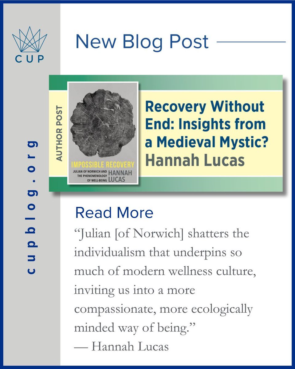 Columbia University Press (@columbiaup) on Twitter photo In this blog post, author of IMPOSSIBLE RECOVERY explores the mystical experiences of Julian of Norwich during her illness in the 14th century and challenges modern wellness culture. buff.ly/BkXdNEV #JulianOfNorwich #WellBeing #Mysticism #Medieval <a href="/HannahALucas/">Dr Hannah Lucas (hannahalucas.bsky.social)</a> In this blog post, author of IMPOSSIBLE RECOVERY explores the mystical experiences of Julian of Norwich during her illness in the 14th century and challenges modern wellness culture. buff.ly/BkXdNEV #JulianOfNorwich #WellBeing #Mysticism #Medieval <a href="/HannahALucas/">Dr Hannah Lucas (hannahalucas.bsky.social)</a>
