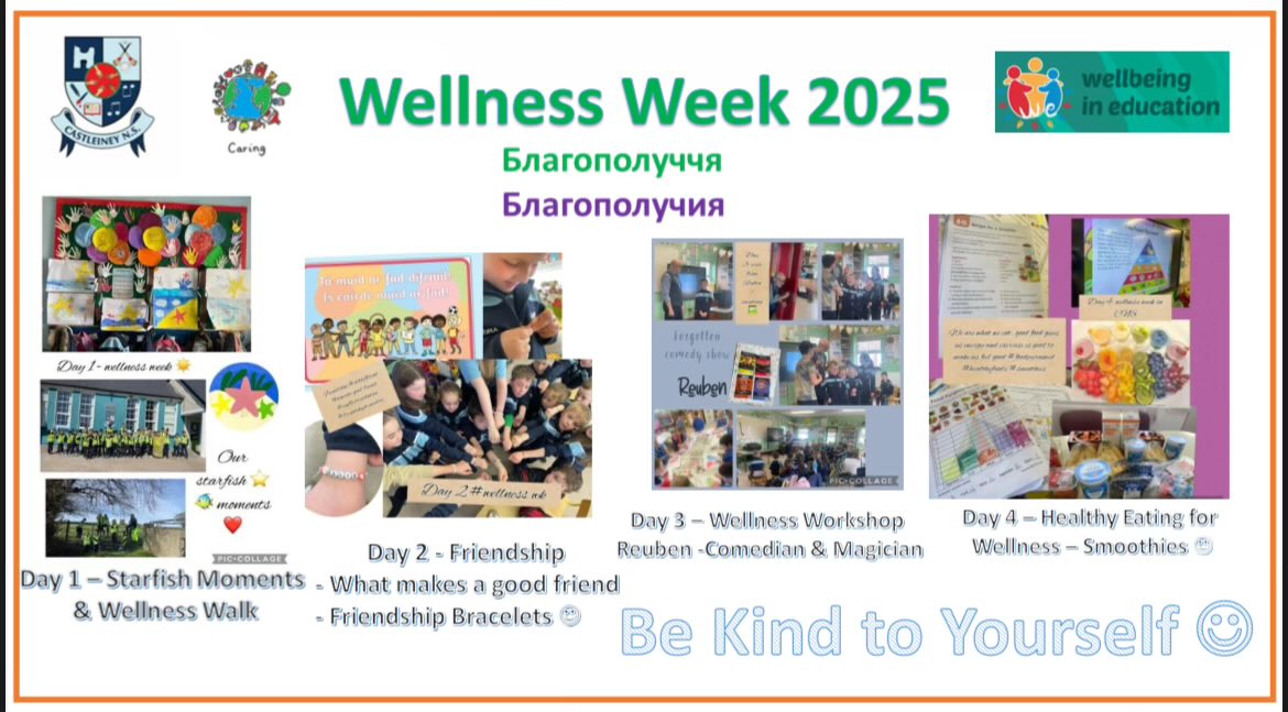 Castleiney NS (@castleineyns) on Twitter photo Wellness Week 2025 @ CNS
Weโve had a brilliant week full of positivity, fun & kindness. Healthy Eating, Exercise, Comedy Club, Friendship Bracelets & more. Thanks to everyone ๐๐ปโญ๏ธ๐ซ๐ผ <a href="/OidePrWellbeing/">Oide Primary Wellbeing</a> #fillyourbucket Wellness Week 2025 @ CNS
Weโve had a brilliant week full of positivity, fun & kindness. Healthy Eating, Exercise, Comedy Club, Friendship Bracelets & more. Thanks to everyone ๐๐ปโญ๏ธ๐ซ๐ผ <a href="/OidePrWellbeing/">Oide Primary Wellbeing</a> #fillyourbucket
