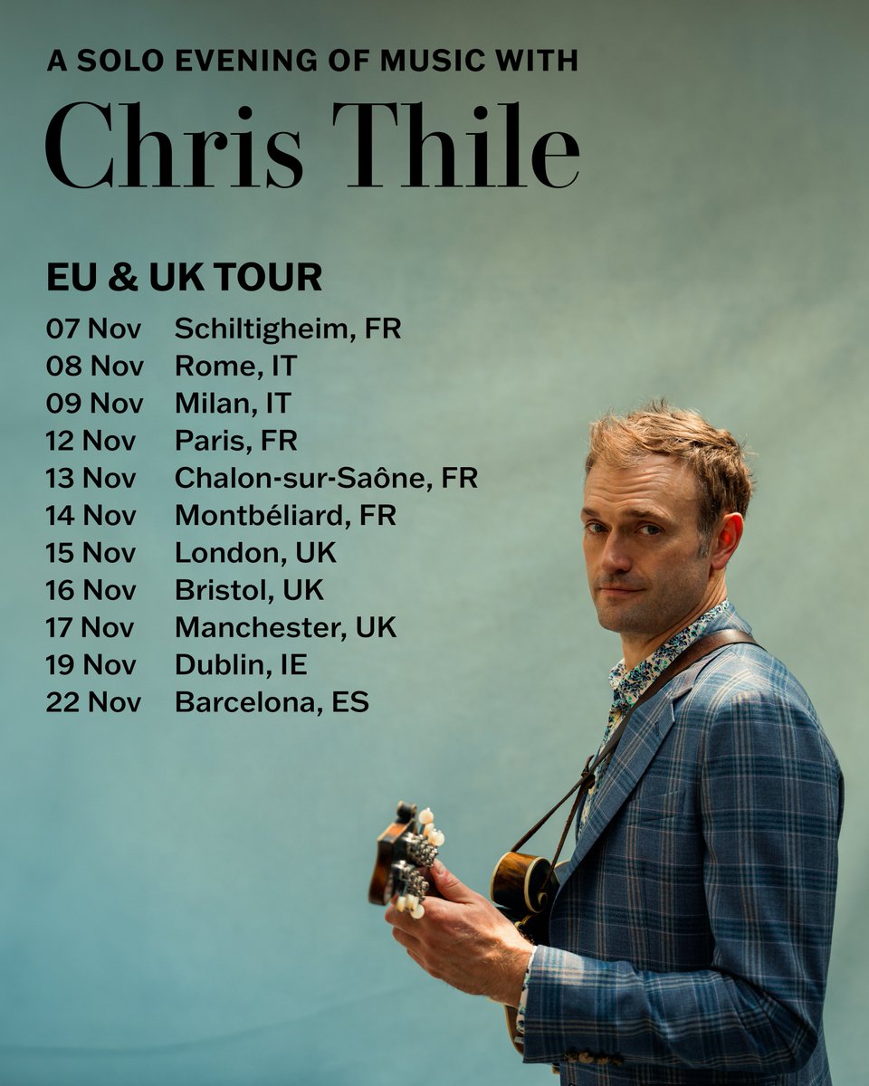 Solo shows are on sale today (with the exception of France, to follow). Find all the details at ChrisThile.com
-CT HQ