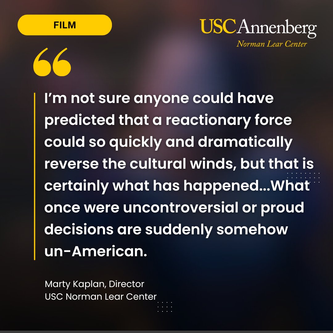 Norman Lear Center (@learcenter) on Twitter photo ICYMI: Our Director <a href="/martykaplan/">Marty Kaplan</a> was quoted in the New York Times on Hollywood’s shifting approach to diversity (gift article):
nytimes.com/2025/03/20/bus… ICYMI: Our Director <a href="/martykaplan/">Marty Kaplan</a> was quoted in the New York Times on Hollywood’s shifting approach to diversity (gift article):
nytimes.com/2025/03/20/bus…