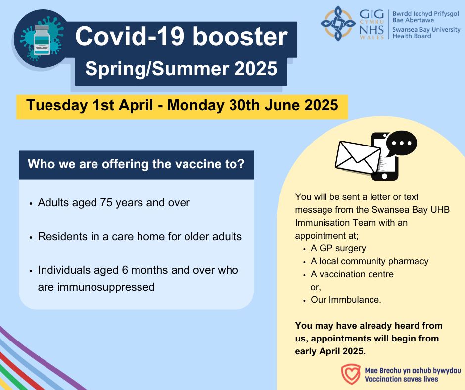 Swansea Bay NHS (@swanseabaynhs) on Twitter photo 🌸💉 This spring/summer we are offering an extra booster dose of the Covid-19 vaccine to the most vulnerable people in our communities.
For more information on the booster vaccine and who’s eligible, follow this link to our website - sbuhb.nhs.wales/vaccinations-i… 🌸💉 This spring/summer we are offering an extra booster dose of the Covid-19 vaccine to the most vulnerable people in our communities.
For more information on the booster vaccine and who’s eligible, follow this link to our website - sbuhb.nhs.wales/vaccinations-i…