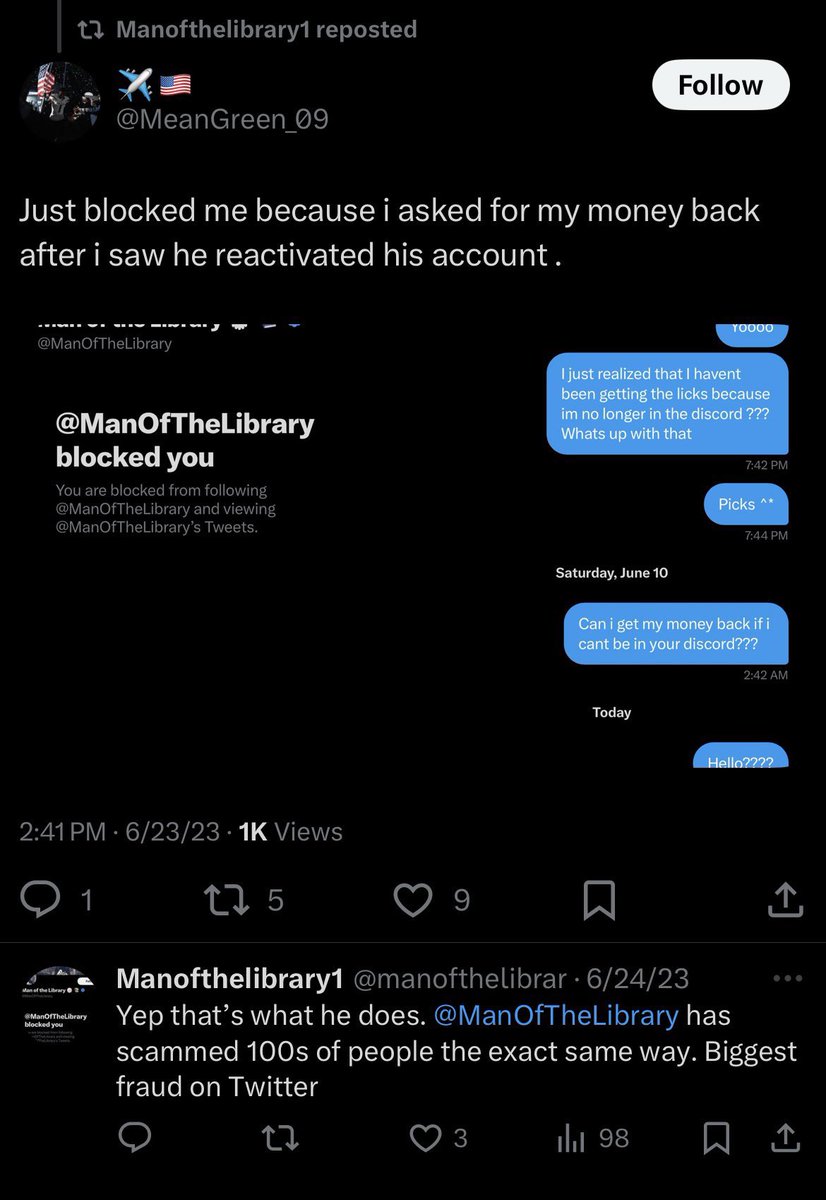 <a href="/manofthelibrar/">Manofthelibrary1</a> <a href="/Ghost0f_Library/">Ghost of the Library (They wont let Sean win🥲)</a> <a href="/WayUpCrypto/">Globby</a> <a href="/findgg33/">GARRY THE NUMBER$ GUY #GG33 🔥 🐍 ♑️ ♌️ 🍊</a> <a href="/AaronWin33/">AaronWin33</a> <a href="/Jiggyjess23/">Sharpjig_</a> <a href="/Plitty_Kitty/">Plitty</a> <a href="/riggedsportsbet/">Joe Joe</a> @22_savage22 <a href="/Pat18021/">Pat1802</a> <a href="/behindNBAlines/">josh677</a> <a href="/RiggedSports2/">SportsAreRigged</a> <a href="/Scumbag_Sports/">Scumbag</a> <a href="/StakeMaster33/">StakeMaster33</a> <a href="/ManOfNoLibrarys/">Man of the Insane Asylum</a> <a href="/pizzaportnoy/">Dave Portnoys Burner</a> ⬆️⬆️⬆️

The truth has been revealed, most of them are clients from his Discord that paid and Library deactivated after a huge loss or losing streak <a href="/yElff_/">Elf</a> <a href="/spanky/">spanky</a> <a href="/JeffNadu/">Jeff Nadu</a> <a href="/robpizzola/">Rob Pizzola</a> <a href="/jackmac/"></a> <a href="/RobKuhn_/">Rob Kuhn</a> <a href="/Kramseyackerson/">KAEL</a> <a href="/JasonsPropz/">JP</a> <a href="/GlazePolice69/">Man of the Vag</a> <a href="/storm_pig/">storm</a> <a href="/Narcocop/">NarcoCopMMA</a>