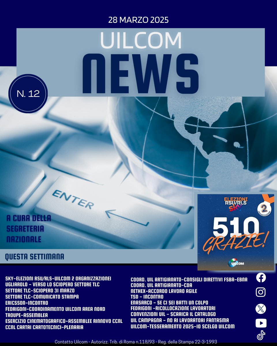 📣È online il XI numero di UILCOM NEWS a cura della Segreteria Nazionale
1️⃣2️⃣ – 2️⃣0️⃣2️⃣5️⃣

Leggi la rivista 👇🏻 
uilcom.it/wp-content/upl…