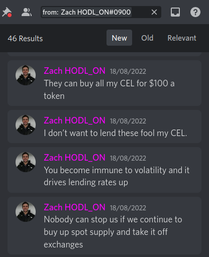 HellsiusNetwork's tweet photo. Alex, Otis, Shawn, Artur, and Zach all took leadership roles in the #CELShortSqueeze.
• Alex blamed the “shorters” to deflect from his fraud and (illegally) solicited help to long CEL. Cruelly, wallets he controlled regularly sold into the buys.
Below, Alex sidesteps an Ambassador's question about solvency and blames short selling:
• Otis was a vocal 🍋 leader who rallied support for the squeeze immediately after the Pause:
• Shawn Hopkinson (former Celsius employee going by CEL100/Alameda Assassin) ran the Short Squeeze Discord to better organize the movement.
• Artur ran a “Cel Army Bootcamp” and coordinated timed CEL buys on Discord using Age of Empire graphics:
• Zach became Alex's proxy after his legal problems intensified. Visible participation from former employees like Zach and Shawn added a false sense of "legitimacy" to the movement, motivating people to participate who otherwise wouldn't have.
Below is an example of Zach participating and cheering the squeeze on in the Discord: