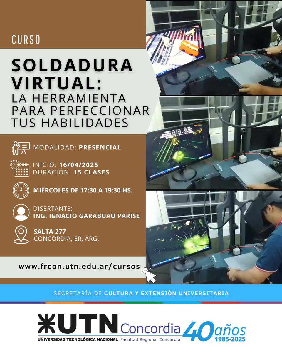 #Cursos 👉 SOLDADURA VIRTUAL: LA HERRAMIENTA PARA PERFECCIONAR TUS HABILIDADES
🌐 frcon.utn.edu.ar/cursos/curso-s…