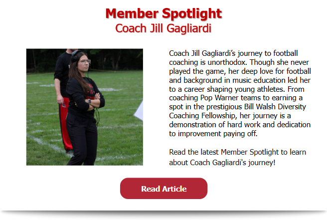National Coalition of Minority Football Coaches (@ncmfc1) on Twitter photo In the latest edition of our newsletter, we spotlighted new <a href="/LvilleBigRedFB/">Lawrenceville Football</a> Defensive Pass Game Coordinator and DB Coach <a href="/coachjillg/">Coach Jill Gagliardi</a>.
Read the Member Spotlight to learn more about Coach Gagliardi's journey.
📰:bit.ly/MemberSpotligh…
#JoinTheCoaliton
#PreparePromoteProduce In the latest edition of our newsletter, we spotlighted new <a href="/LvilleBigRedFB/">Lawrenceville Football</a> Defensive Pass Game Coordinator and DB Coach <a href="/coachjillg/">Coach Jill Gagliardi</a>.
Read the Member Spotlight to learn more about Coach Gagliardi's journey.
📰:bit.ly/MemberSpotligh…
#JoinTheCoaliton
#PreparePromoteProduce