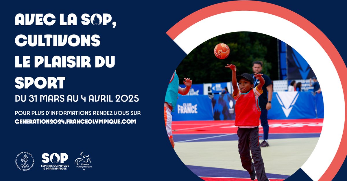 📅 RDV du 31 mars au 4 avril  𝒑𝒐𝒖𝒓 𝒄𝒖𝒍𝒕𝒊𝒗𝒆𝒓 𝒍𝒆 𝒑𝒍𝒂𝒊𝒔𝒊𝒓 𝒅𝒖 𝒔𝒑𝒐𝒓𝒕 lors de la 9ᵉ édition de la #SOP2025 !
🔥 En Mayenne, + de 20 actions au programme :
✅ Ateliers sportifs🏃‍♂️
✅ Rencontres avec des athlètes🏅
✅ Activités culturelles autour du sport🎭