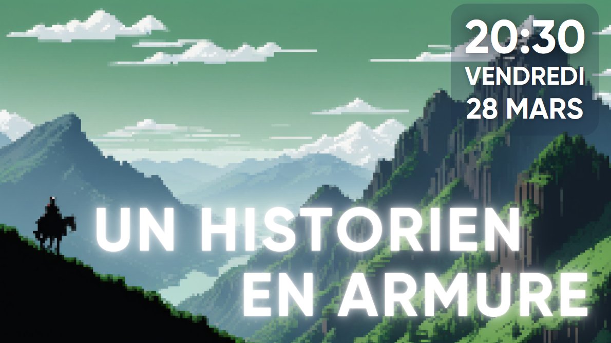 Hey ! Et si on mettait une armure de chevalier pour voir ce que ça fait ? Notre invité de ce soir a trouvé le moyen d'en faire de la science au milieu des montagnes !

RDV à 20h30 sur twitch.tv/auroralpes pour le Kaïzen des historiens ! 😚