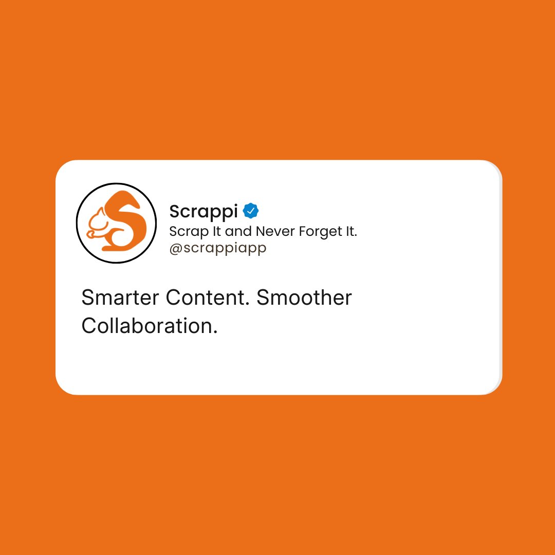 No more lost links, scattered notes, or messy tabs. Scrappi helps you organize, collaborate, and find everything in one place. Try it today and see why it's the go-to app for creators and professionals! 🐿️📲 bit.ly/4kCVwwD

#Scrappi #ScrappiApp #ScrapIt #ScrappiIt