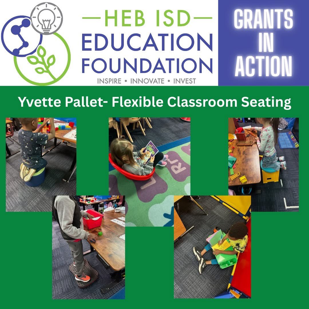 It's #GrantsInAction Friday! Check out some photos from one of the grants that we funded last year in Hurst-Euless-Bedford Independent School District. Yvette Pallet submitted an application to have flexible seating options for her students, and we loved the idea!