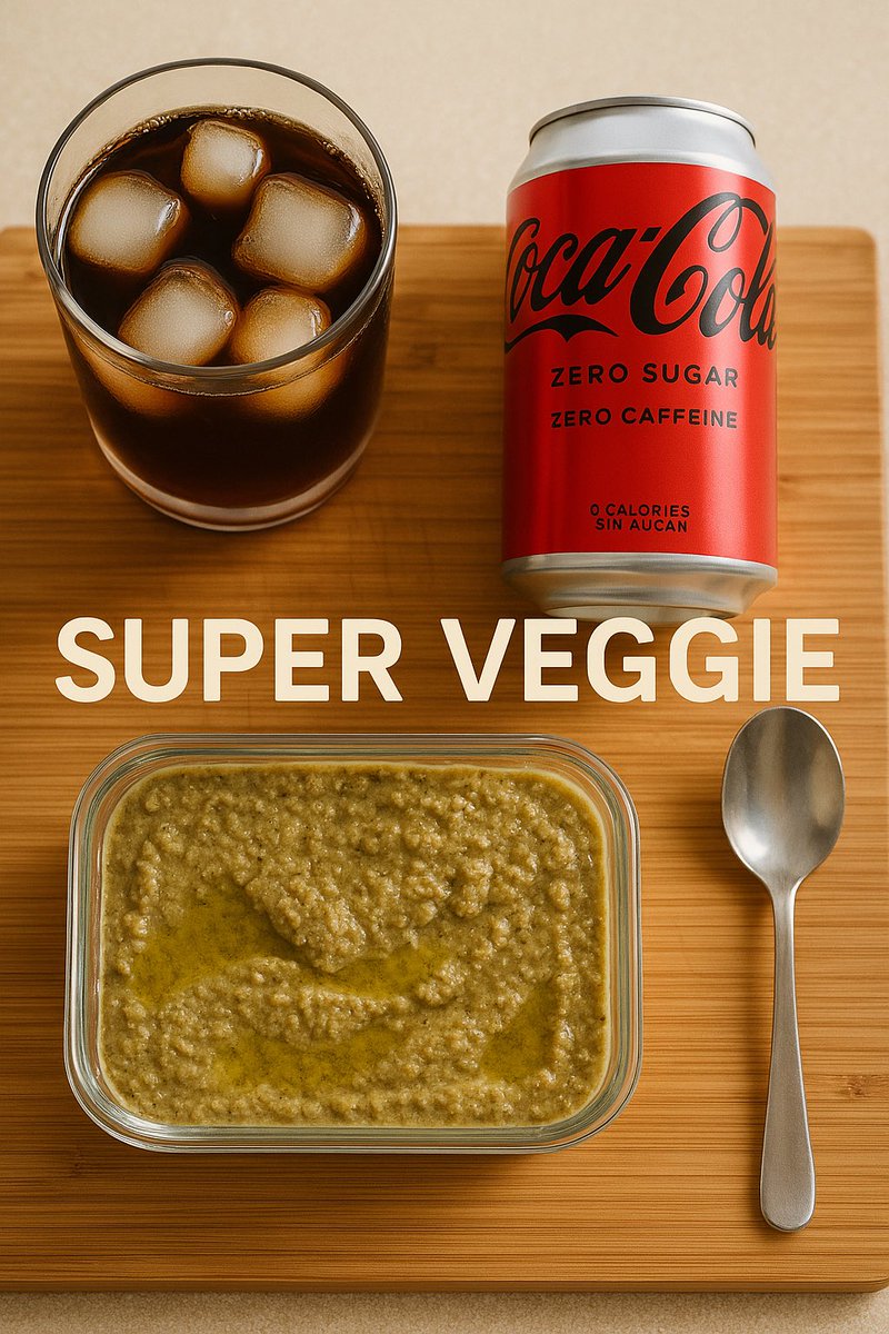 charliem82b's tweet photo. @bryan_johnson Hey @bryan_johnson — does the Super Veggie cancel out the Diet Coke? Asking for a friend (okay fine, it’s me… every Friday). https://t.co/ofTMwZeA7E