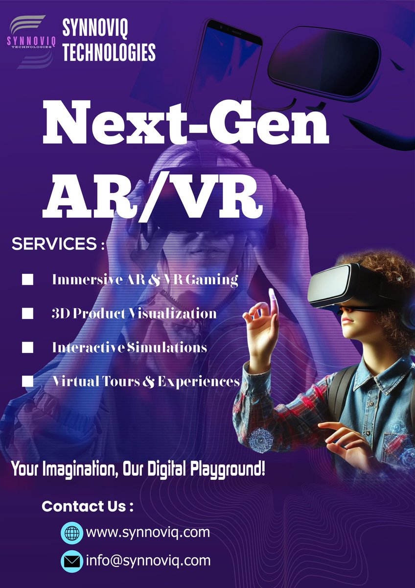 synnoviqtech's tweet photo. 🚀 Step into the future with SYNNOVIQ TECHNOLOGIES!
Experience Next-Gen AR/VR like never before—immersive gaming, 3D product visualization, interactive simulations, and virtual tours! 🎮🔮
#synnoviq #3dproductvisualization #GamingCommunity #AR #VR #Metaverse #ImmersiveTech https://t.co/R78dw4oGg5