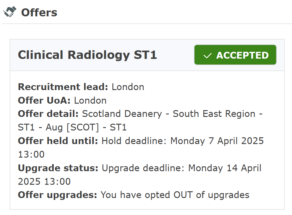 lucy_mcg73's tweet photo. Excited to share that I have accepted my first choice post for Radiology ST1 training in Edinburgh! So grateful to the people who have inspired and supported me over the years! https://t.co/wxVMq8xZd6