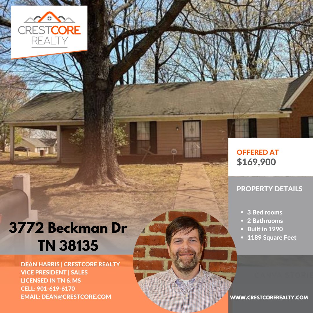 Fantastic investment opportunity in the Shelby area. This 3br/2 bath single-family home is in the 38135 area.

#realestate #realestateinvestment #Justlisted #sold #broker #mortgage #homesforsale #ilovememphis #memphistennessee #Memphis