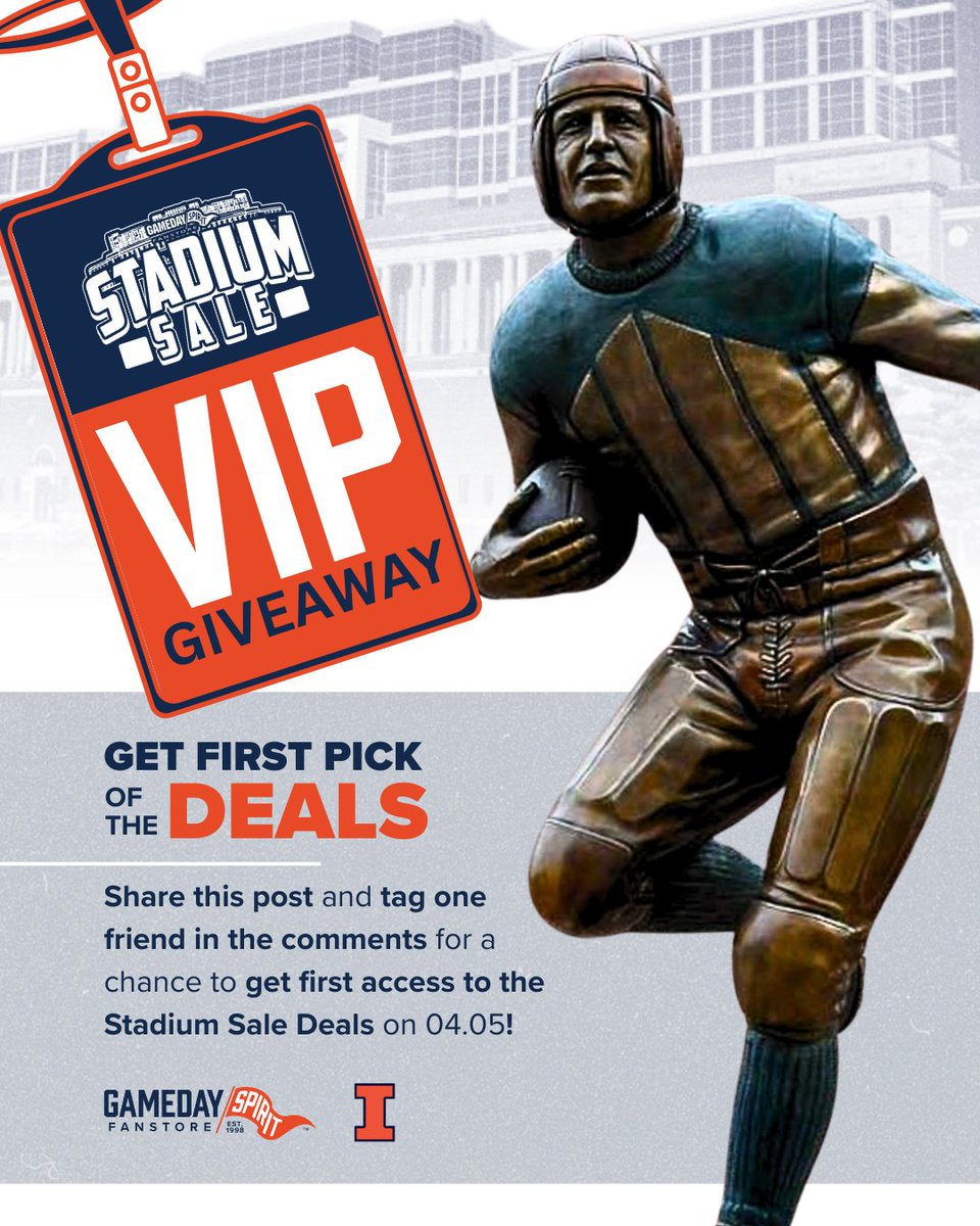 GamedaySpirit's tweet photo. ‼️ VIP Giveaway ‼️

Be the first shopper at Stadium Sale with this VIP Access! 
Share this post and tag a friend in the comments for a chance to get first dibs on the best merch! 

*Winner selected 4/3 - must be following to win &amp; allow messages*

#ILL | #GamedaySpirit https://t.co/XItTVDzO77