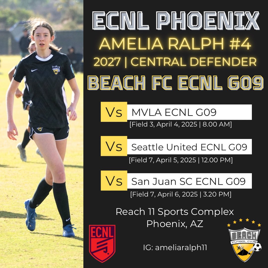 Amelia Ralph (@amelia_ralph11) on Twitter photo ⏳Countdown to ECNL PHX April 4-6‼️#beachfc
<a href="/TopDrawerSoccer/">TopDrawerSoccer</a>
<a href="/TheSoccerWire/">SoccerWire</a>
<a href="/PrepSoccerCA/">Prep Soccer California</a>
<a href="/ImYouthSoccer/">ECNL/GA/Recruiting/College Soccer</a> ⏳Countdown to ECNL PHX April 4-6‼️#beachfc
<a href="/TopDrawerSoccer/">TopDrawerSoccer</a>
<a href="/TheSoccerWire/">SoccerWire</a>
<a href="/PrepSoccerCA/">Prep Soccer California</a>
<a href="/ImYouthSoccer/">ECNL/GA/Recruiting/College Soccer</a>