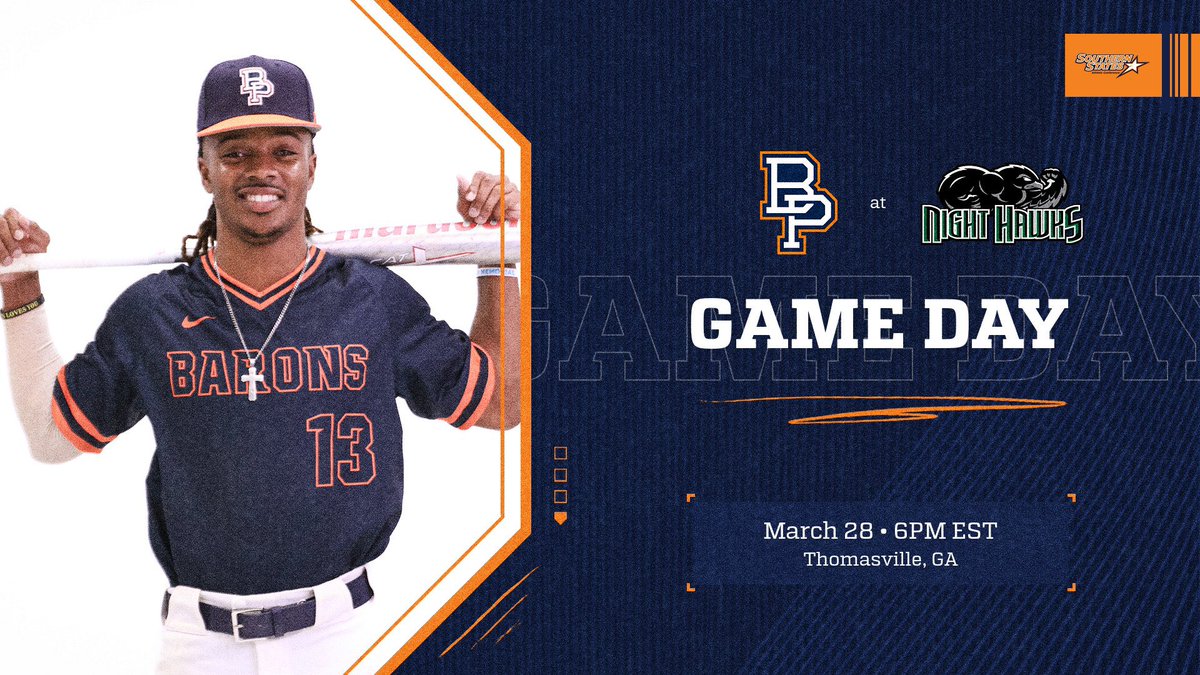 The Barons take on The Nighthawks in game one of their weekend series tonight at 6pm!

📍: Thomasville, GA
📺: youtube.com/channel/UC5upj…
📊: tunighthawks.com/sidearmstats/b…