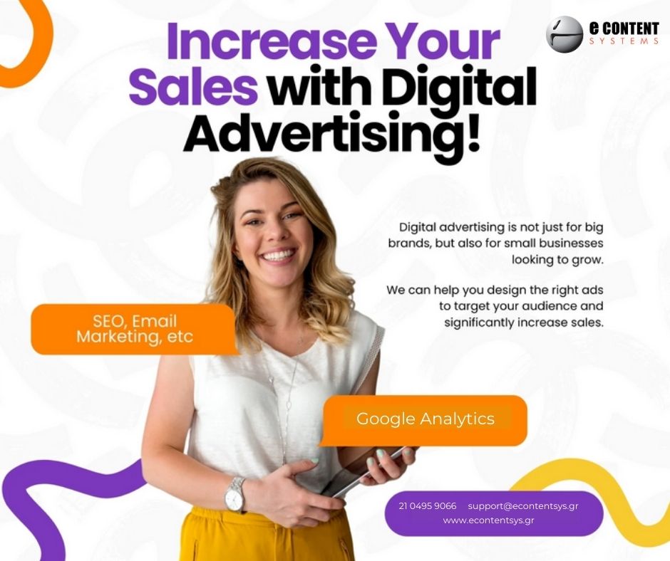 EcontentSystem's tweet image. Εκτοξεύστε τις πωλήσεις σας με την ψηφιακή διαφήμιση!
SEO, Email Marketing και πολλά άλλα εργαλεία στα χέρια σας. Η Econtent Systems σχεδιάζει στοχευμένες διαφημίσεις που φέρνουν αποτελέσματα.
Στείλτε μας μήνυμα τώρα#Econtent_Systems #websites #eshops #digitalmarketing #hosting