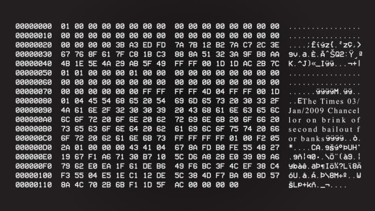 📌 En el bloque Génesis de #Bitcoin, #Satoshi Nakamoto dejó incrustado en  el código de la red un titular: «El Canciller está a punto de dar un  segundo rescate a los bancos».