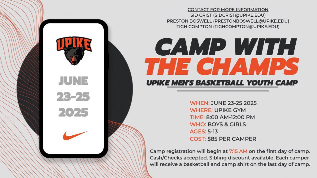 Summer camps are right around the corner and 🐻🏀 is happy to offer seven different team shootouts (JV/Varsity/7th-8th Grade Boys) along with a three day youth camp, all during the month of June! 

We’re looking forward to seeing you on campus this summer!
