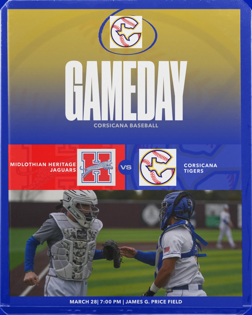 District game #6 on deck! Tigers looking to split the series!

⏰ 7:00
📍James G. Price Field
📺 YouTube (Corsicana Tiger Sports)