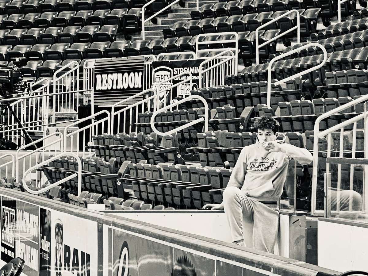 Linville Hill junior Drew Tibbins out early. Getting a closeup look at the Giant Center. Pre-chaos.