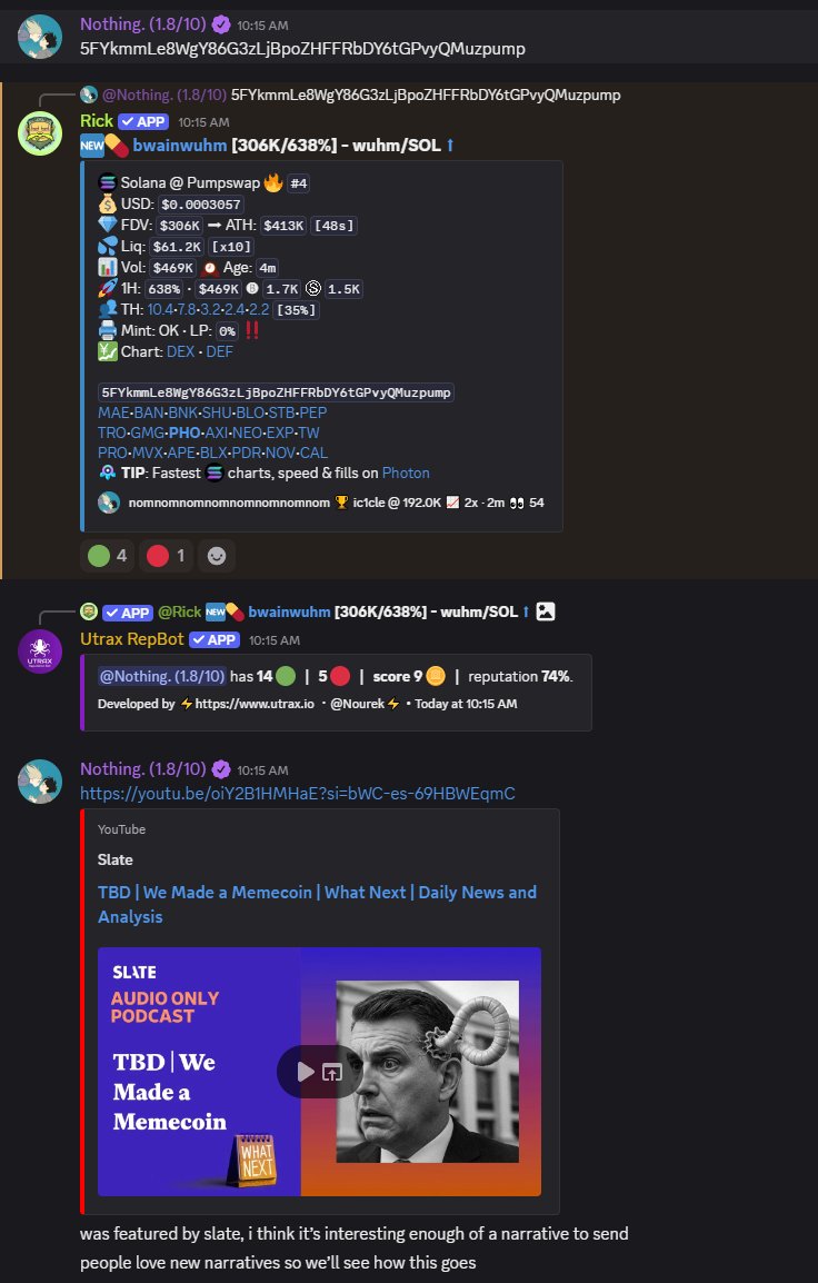 wuhm called at 300k -> 1.8 mil <a href="/Shocked/">Shocked</a> 
was about to hop off after 8 hours of trenching then these spawned 🙏