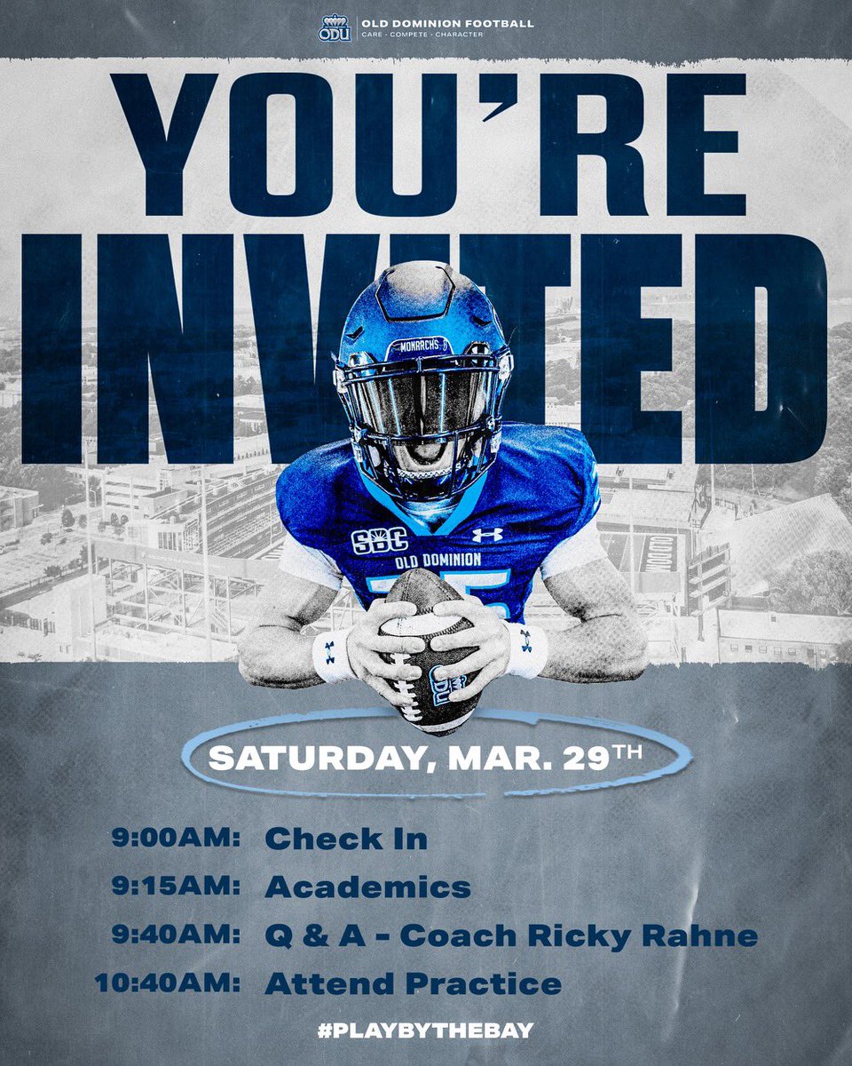Will be at <a href="/ODUFootball/">ODU Football</a>  this Saturday excited to check out the campus. <a href="/coachzedmunds/">Zach Edmunds</a>