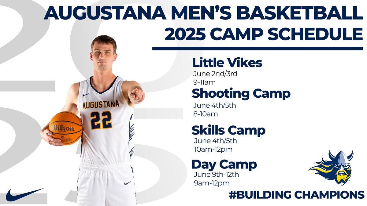 Augustana University Men's Basketball (@augiembb) on Twitter photo Celebrate the end of the work week by getting signed up for our summer youth camps🥳⬇️
🔗 bit.ly/augiembbcamp25
Contact jmclaughlin24@ole.augie.edu with any questions ❗️ Celebrate the end of the work week by getting signed up for our summer youth camps🥳⬇️
🔗 bit.ly/augiembbcamp25
Contact jmclaughlin24@ole.augie.edu with any questions ❗️