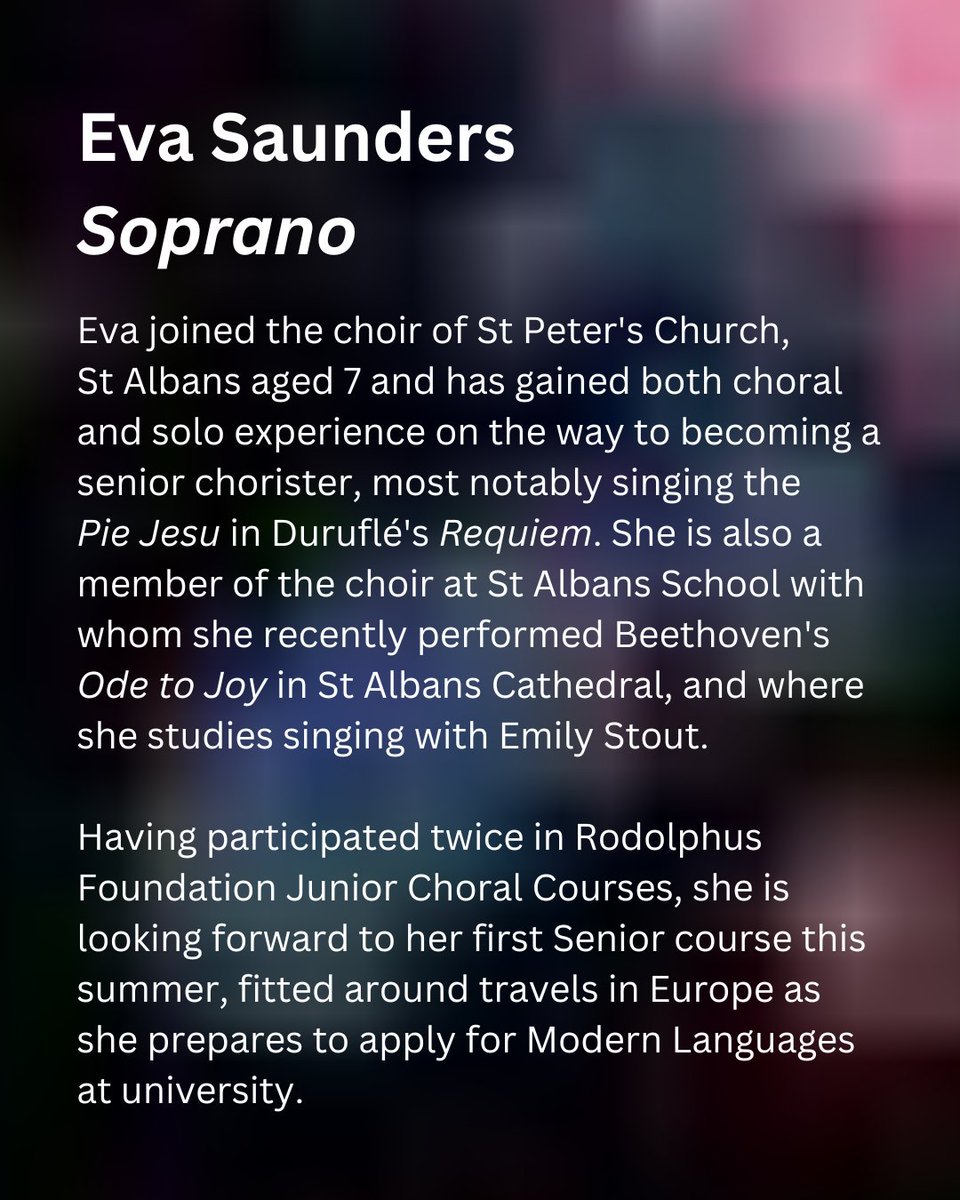 Excited to welcome soloist Eva Saunders (soprano) for our 'Choral Highlights' concert next week! 

📍Sat 5th April, 4:30pm - Vision Hall, Christ Church, Radlett 

🎟  Tickets £15 at the door - Free for accompanied under 16s

facebook.com/events/s/chora…