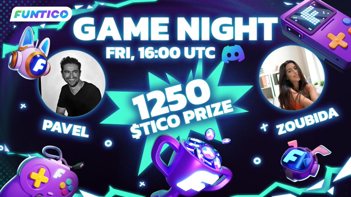 Only 1 hour left until our special Game Night! 😎 

All participants have a chance to win up to 1,000 $TICO!

We'll ask 10 questions, and the first to answer each one correctly wins 100 $TICO.

✅Press ‘Interested’ to enter a 250 $TICO raffle (5 winners)!

Don’t miss out! See you