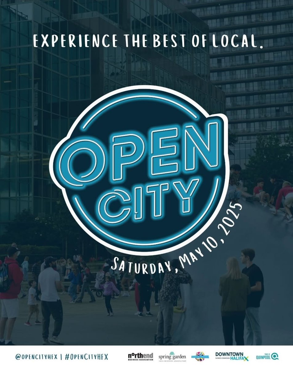 Open City Halifax is back Saturday, May 10th! 🥳

Open City is an annual celebration of all the small businesses of Halifax that make our community so special, vibrant, and welcoming!

👉 Businesses and organizations can register for Open City now at opencityhfx.com/register-to-pa…