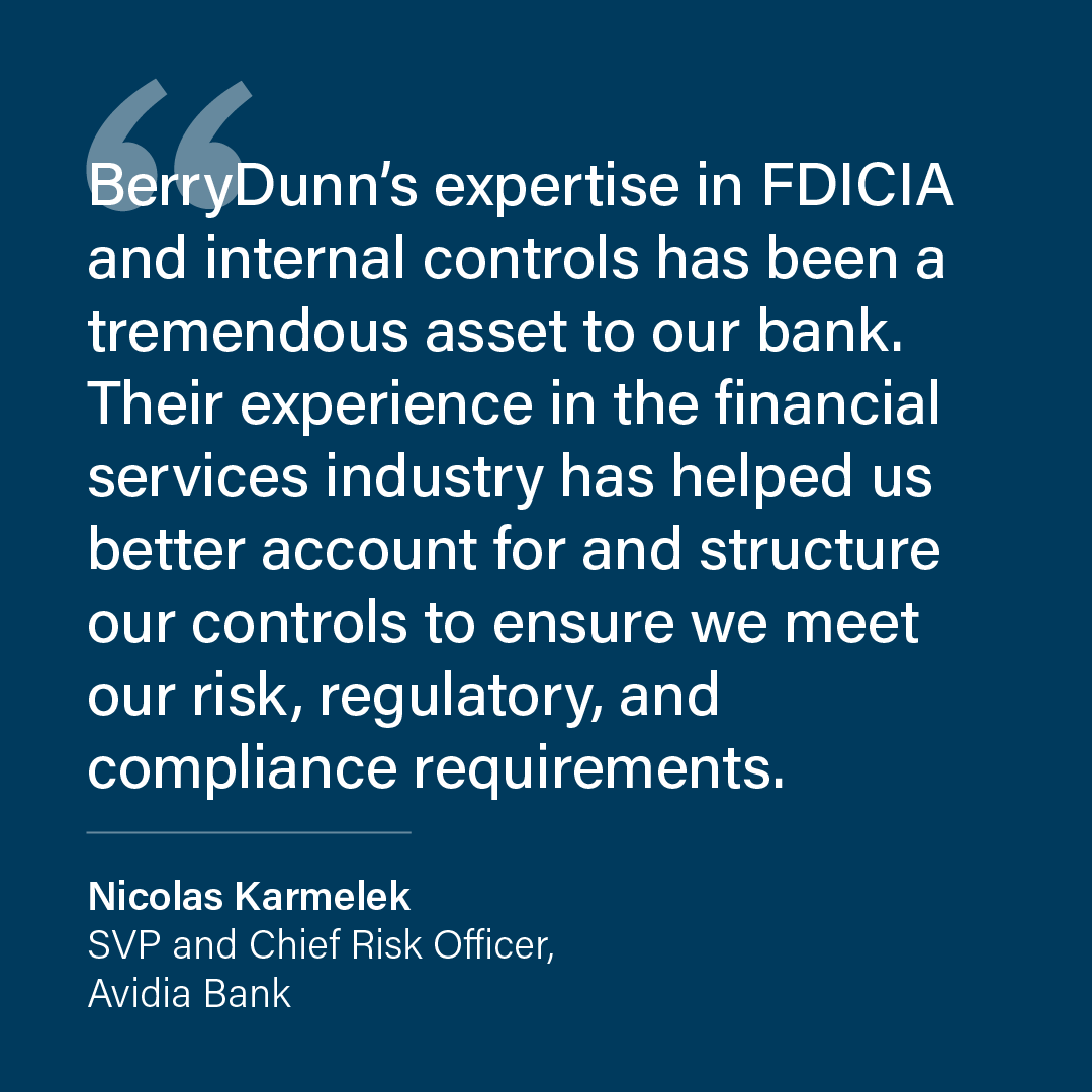 Discover how BerryDunn is providing recommendations to strengthen key performance areas and evaluating internal controls over financial reporting to help ensure regulatory #compliance. bit.ly/4fWPyn4