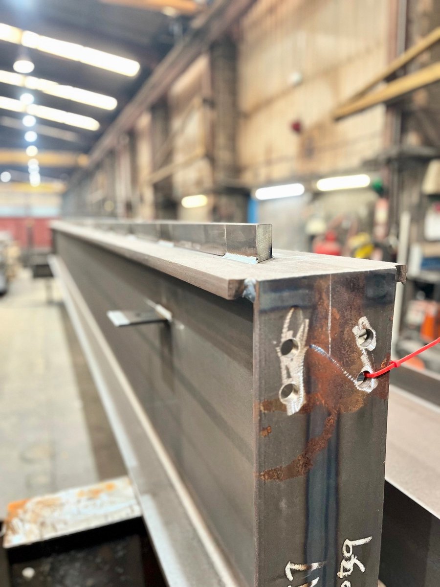 Fabrication Friday! Crane beams looking great! 👏 #StructuralSteel #SteelConstruction #Engineering
