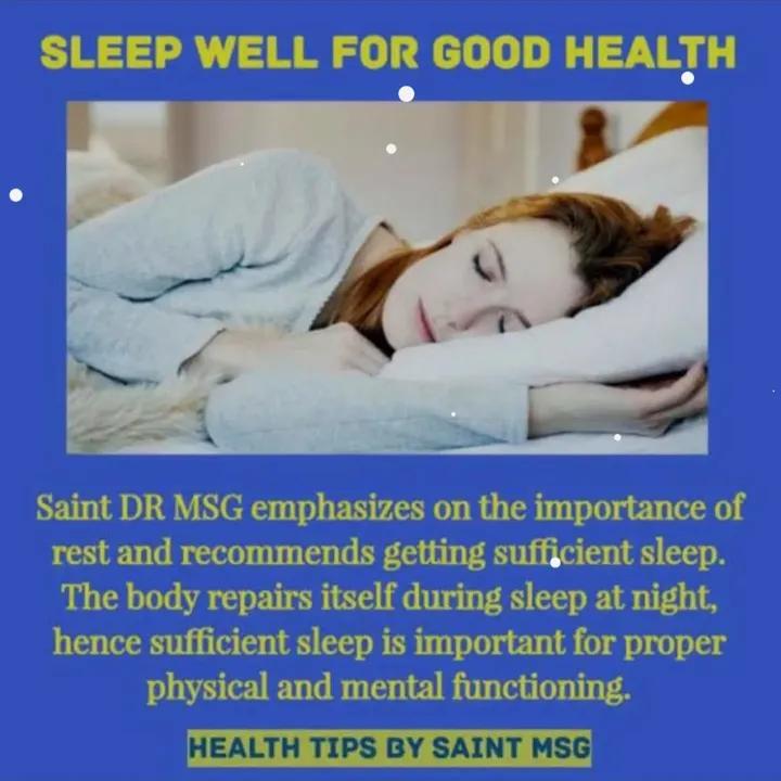 Nehainsan25's tweet image. Maximum we can sleep 7-8 hours daily SaintDRMSG emphasizes on the importance of rest and recommends getting sufficient sleep.The body repairs itselfduring sleep at night,hence sufficient sleep is important for proper physical and mental functioning.
#BedTimeRoutine #SleepingTime