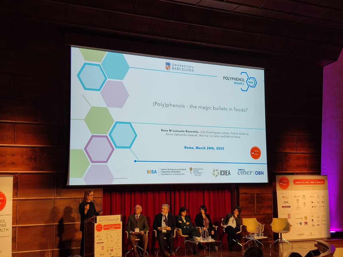 🔵Second Day at #LDWH2025

<a href="/LamuelaRosa/">Rosa M Lamuela Raventos</a>  delivered a talk on Polyphenols: the magic bullets in foods?🌿

Huge congratulations to David Murcia for winning the Second Prize for Best Poster 🏆 and to Francesc Campins for his excellent oral communication on our  project with FIVIN👏