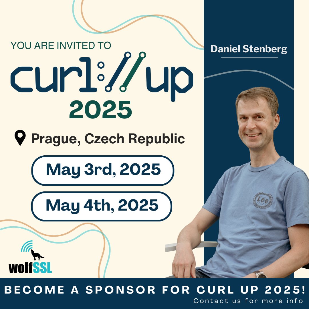 wolfSSL's tweet image. Got a topic in mind for #curlup 2025? We want to hear from you! Help shape this year’s sessions—what discussions, deep dives, or demos would you like to see? Comment below!

Join us 👉 wolfssl.com/curl-up-2025-s…

Interested in sponsoring? Contact us!
@bagder
